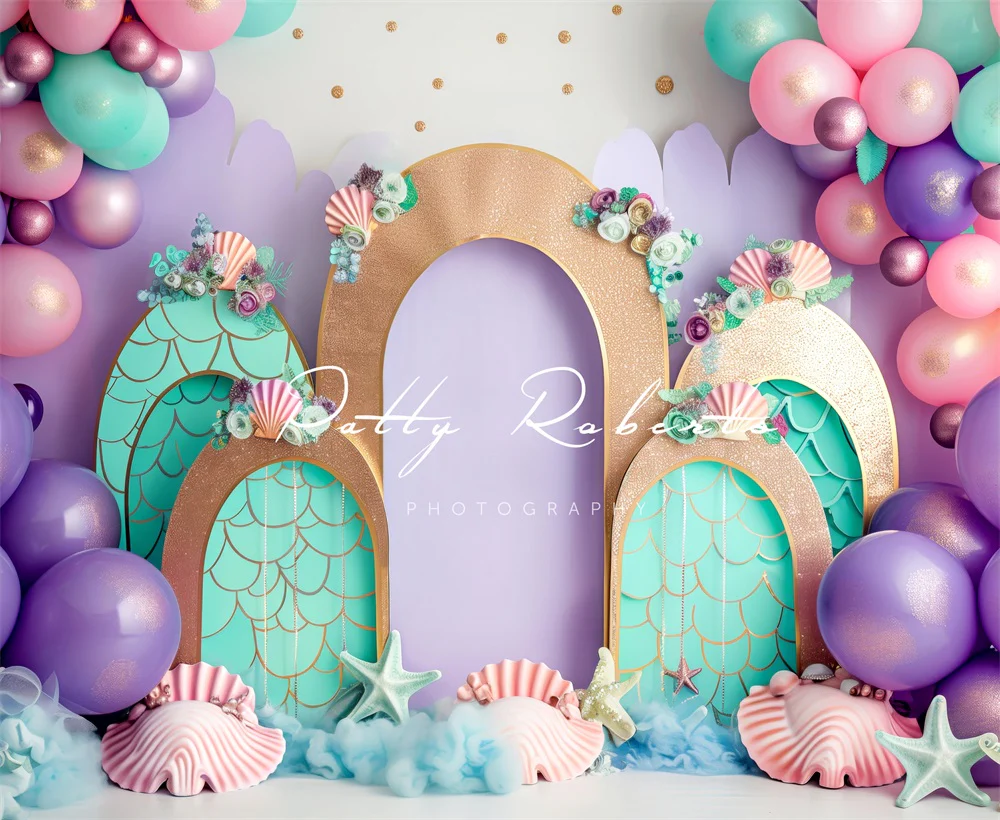 Kate Birthday Mermaid Colorful Balloon Arch Backdrop Designed by Patty Robert - Image 8
