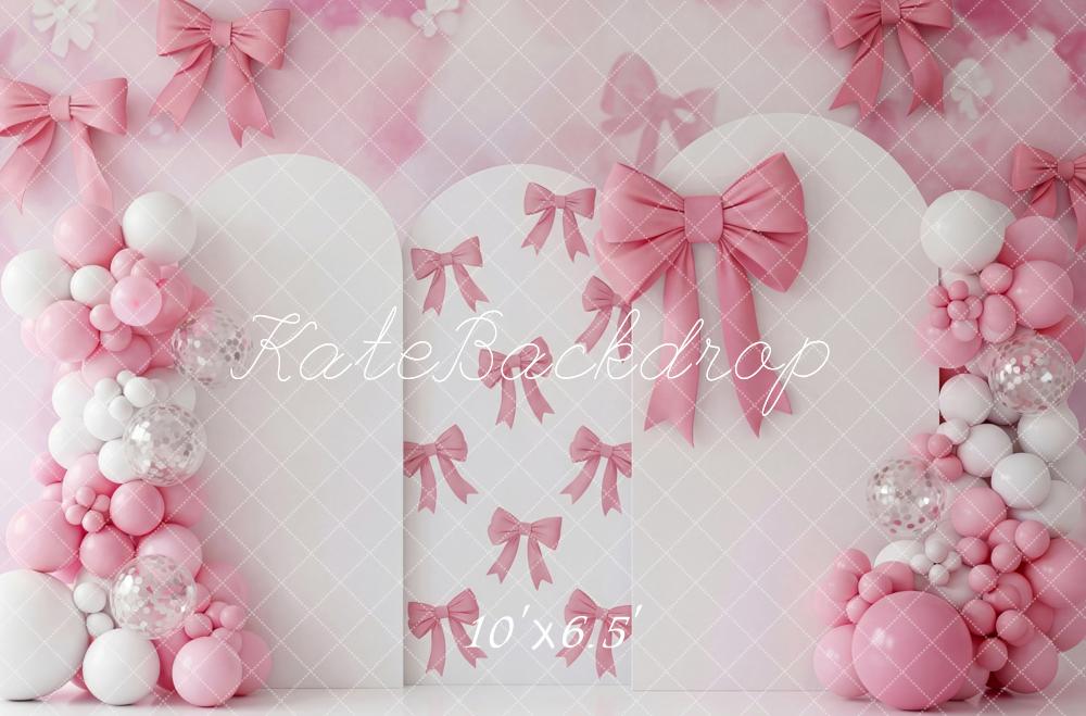 Kate Birthday Pink Bows Balloons Arch Backdrop Designed by Patty Robert - Image 5
