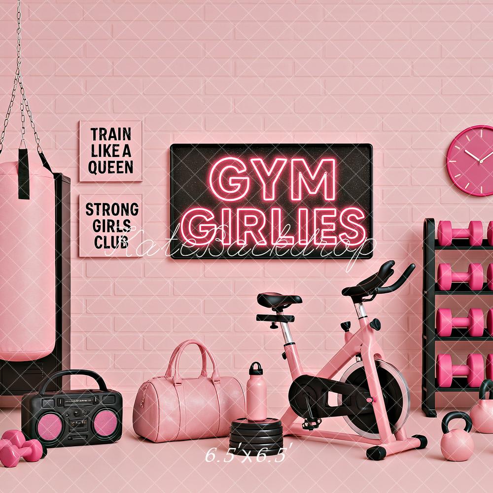 Kate Birthday Pink Gym Fitness Spin Bike Backdrop Designed by Ashley Paul - Image 2