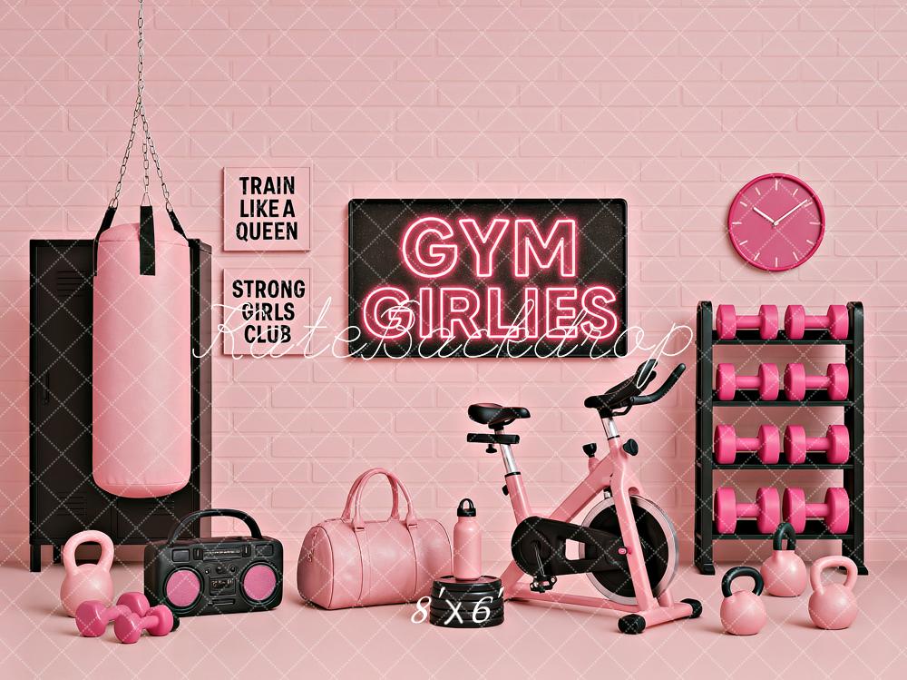 Kate Birthday Pink Gym Fitness Spin Bike Backdrop Designed by Ashley Paul - Image 3