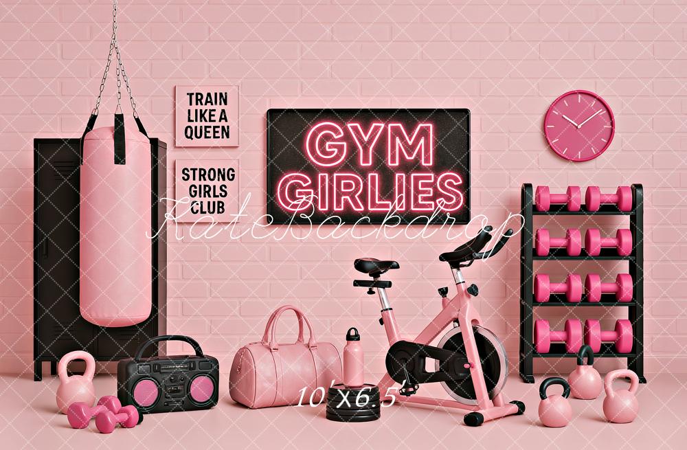 Kate Birthday Pink Gym Fitness Spin Bike Backdrop Designed by Ashley Paul - Image 4