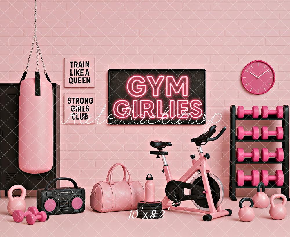 Kate Birthday Pink Gym Fitness Spin Bike Backdrop Designed by Ashley Paul - Image 5