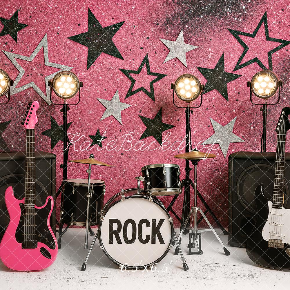 Kate Birthday Rock Star Guitars Pink Music Backdrop Designed by Ashley Paul - Image 2