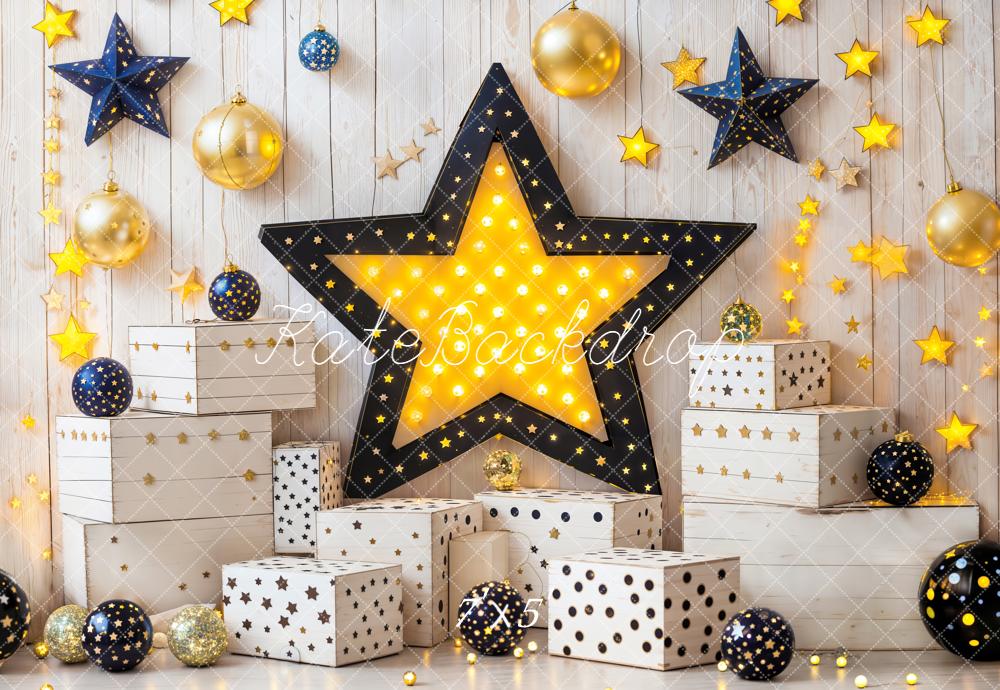 Kate Birthday Star Lights Gift Boxes Wall Backdrop Designed by Emetselch - Image 2