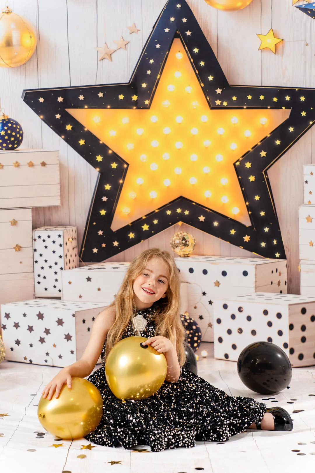 Kate Birthday Star Lights Gift Boxes Wall Backdrop Designed by Emetselch - Image 3