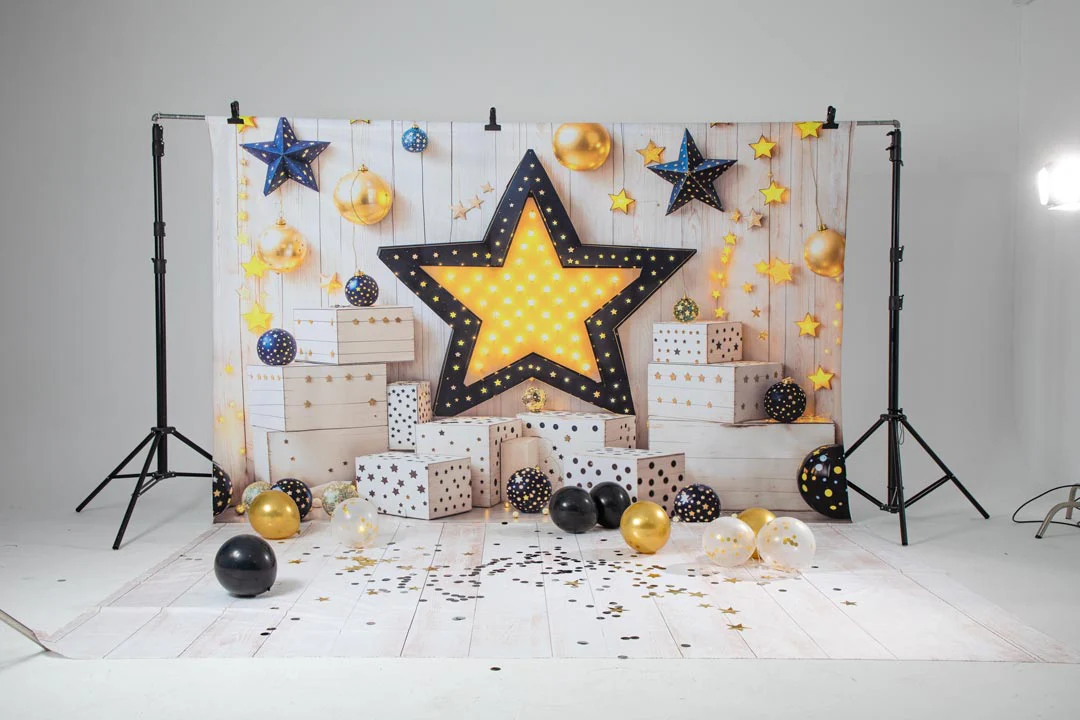 Kate Birthday Star Lights Gift Boxes Wall Backdrop Designed by Emetselch - Image 9