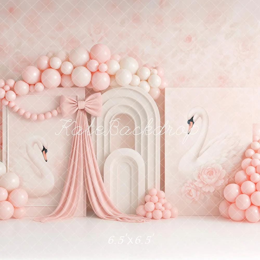 Kate Birthday Swan Pink Balloon Arch Backdrop Designed by Ashley Paul - Image 2