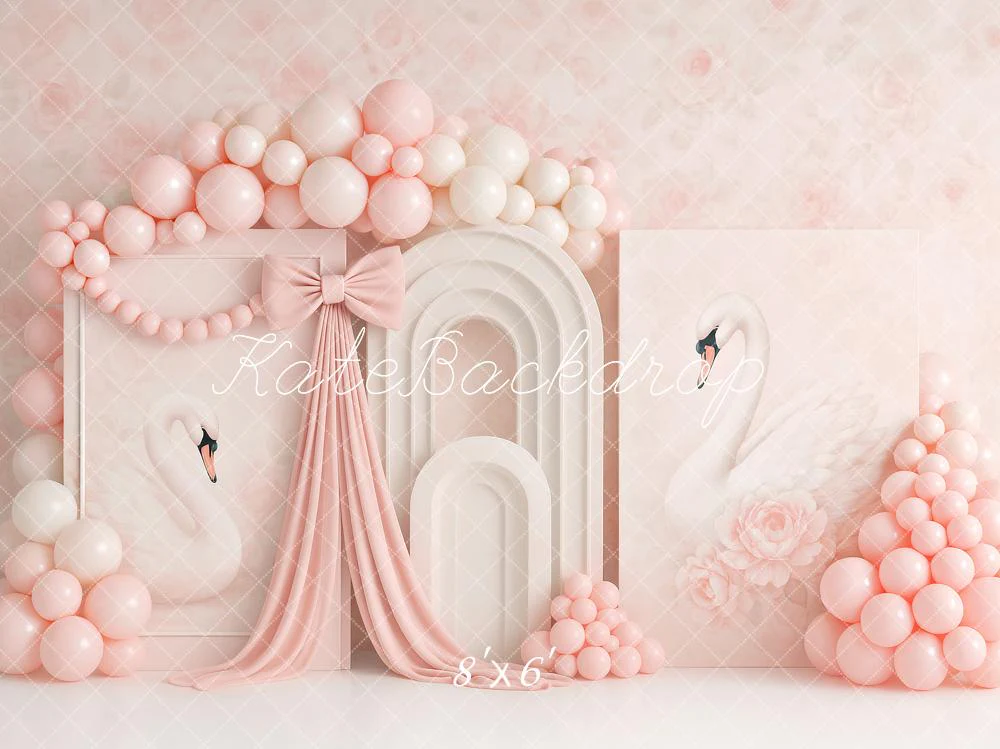 Kate Birthday Swan Pink Balloon Arch Backdrop Designed by Ashley Paul - Image 3
