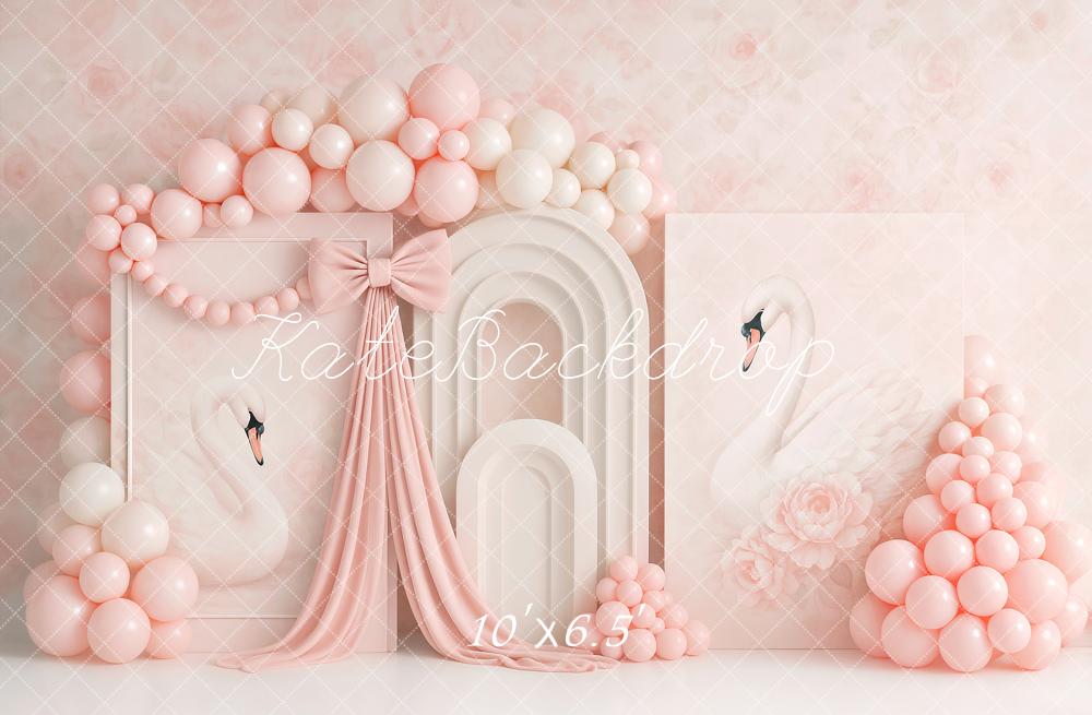 Kate Birthday Swan Pink Balloon Arch Backdrop Designed by Ashley Paul - Image 4