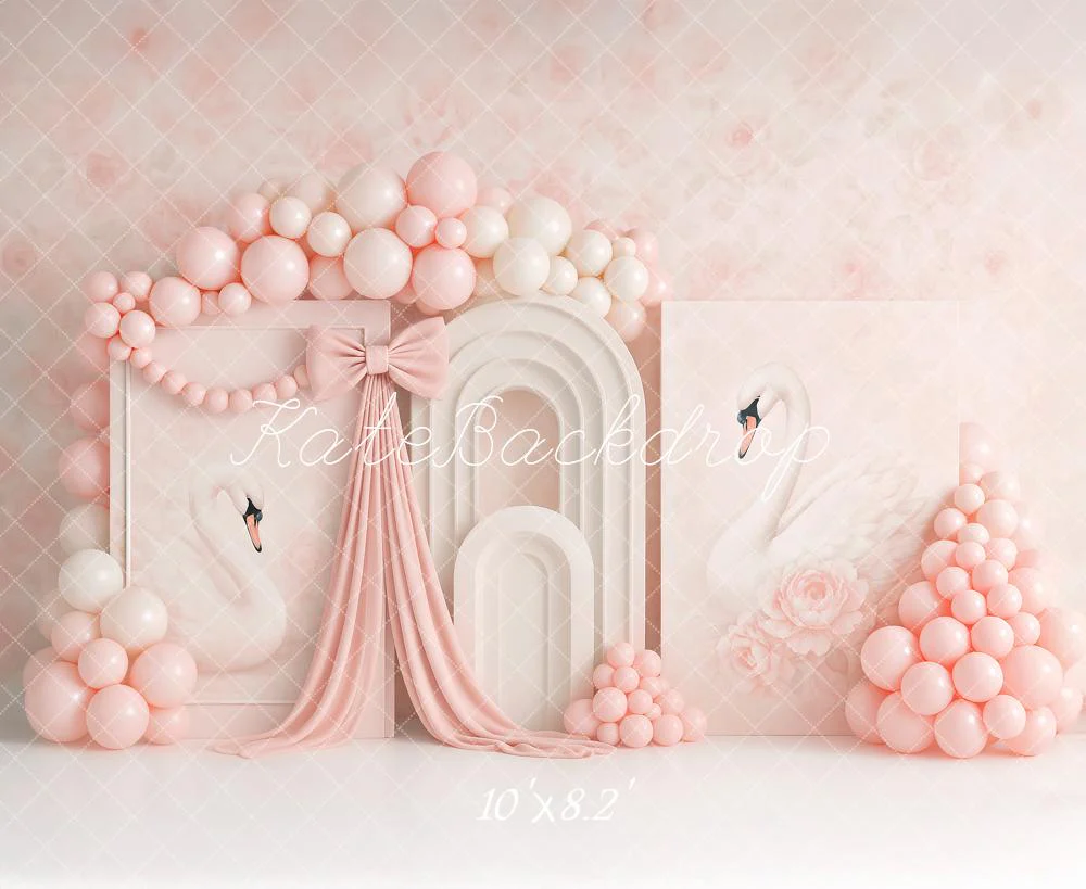 Kate Birthday Swan Pink Balloon Arch Backdrop Designed by Ashley Paul - Image 5