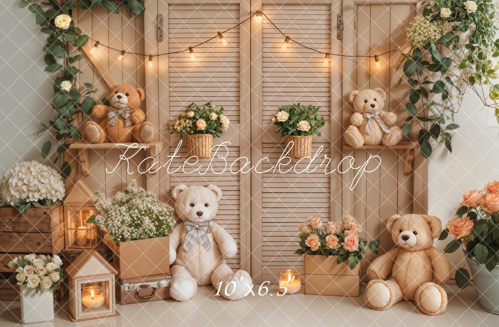 Kate Birthday Teddy Bear Floral Lantern Backdrop Designed by Emetselch - Image 6