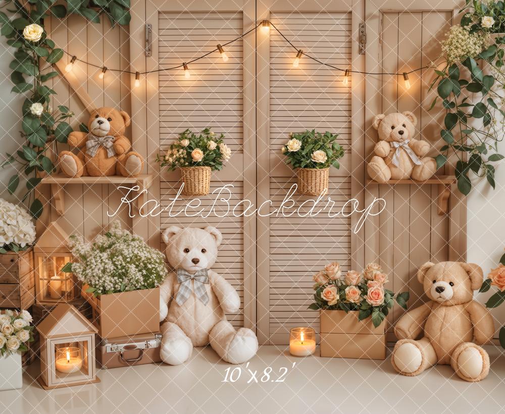 Kate Birthday Teddy Bear Floral Lantern Backdrop Designed by Emetselch - Image 7