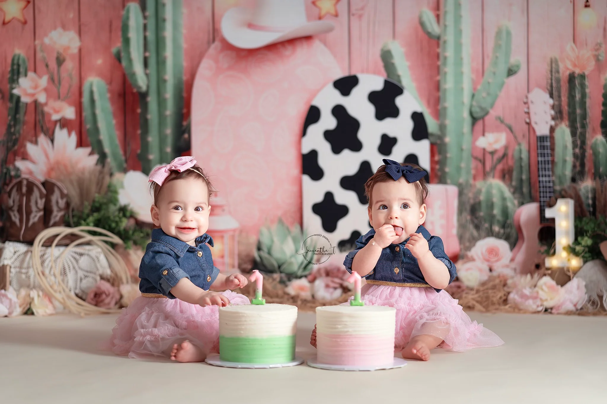 Kate Birthday Western Cowgirl Cactus Pink Backdrop Designed by Ashley Paul - Image 4