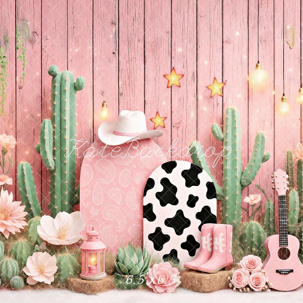 Kate Birthday Western Cowgirl Cactus Pink Backdrop Designed by Ashley Paul - Image 5
