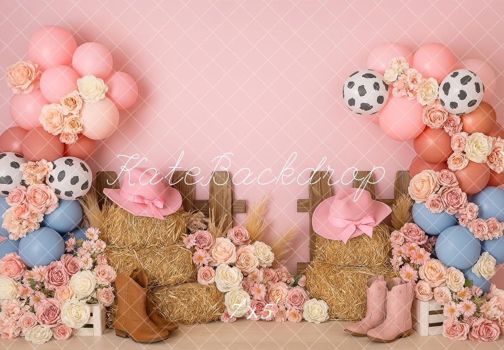 Kate Birthday Western Cowgirl Pink Backdrop Designed by Patty Robert - Image 2