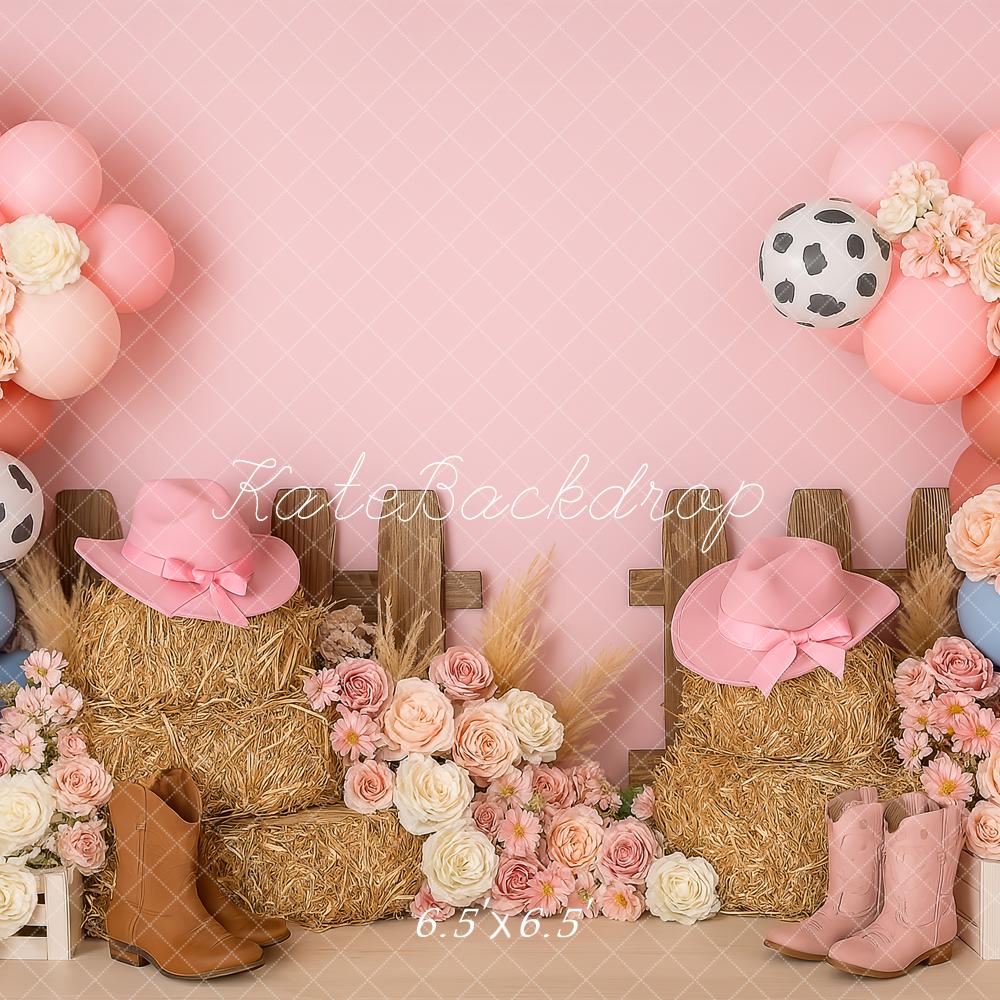 Kate Birthday Western Cowgirl Pink Backdrop Designed by Patty Robert - Image 4