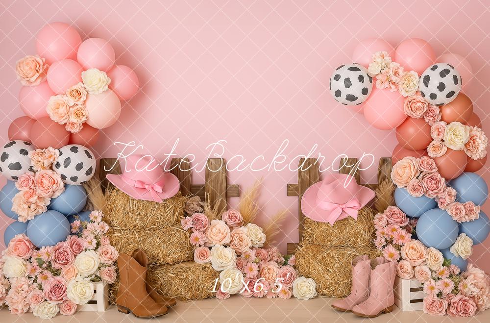 Kate Birthday Western Cowgirl Pink Backdrop Designed by Patty Robert - Image 6