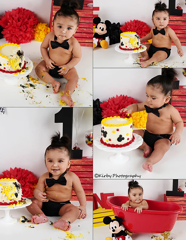 Kate Black Red Yellow Balloons 1st Birthday Backdrop Designed by Arica Kirby - Image 3