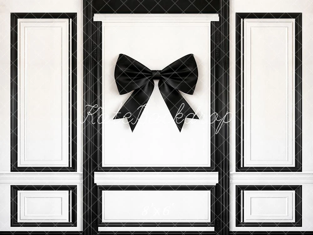 Kate Black Bow Panelled Wall Fleece Backdrop Designed by Emetselch