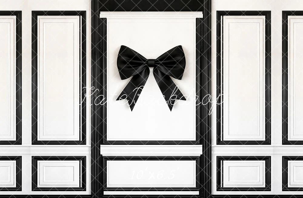 Kate Black Bow Panelled Wall Fleece Backdrop Designed by Emetselch - Image 2