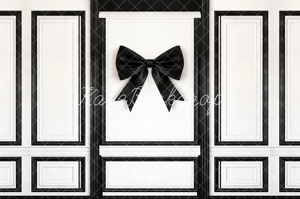 Kate Black Bow Panelled Wall Fleece Backdrop Designed by Emetselch - Image 4