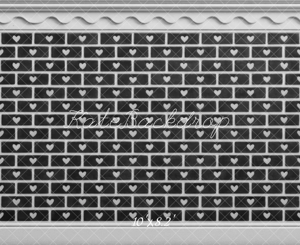 Kate Black Brick Wall Hearts Floor Backdrop Designed by Mini MakeBelieve - Image 6