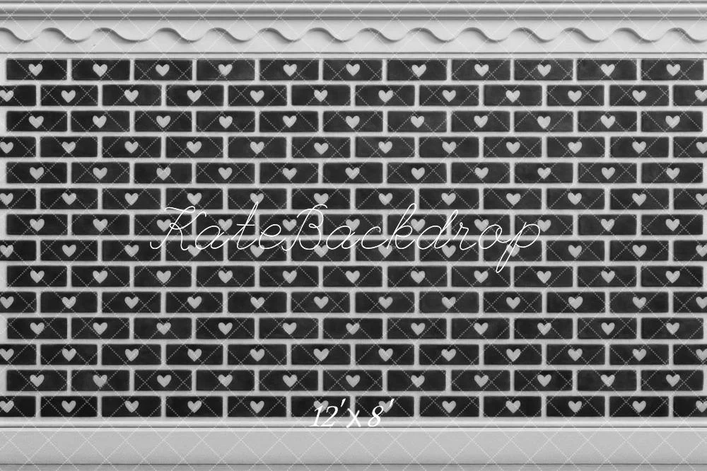 Kate Black Brick Wall Hearts Floor Backdrop Designed by Mini MakeBelieve - Image 8