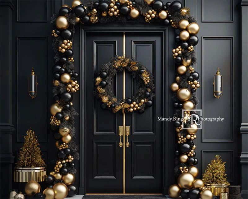 Kate Black&Gold Christmas Front Door Backdrop Designed by Mandy Ringe Photography - Image 7