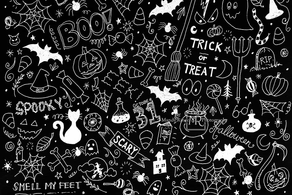 Kate Black Halloween Doodles Backdrop for Photography Designed By Mandy Ringe Photography - Image 2