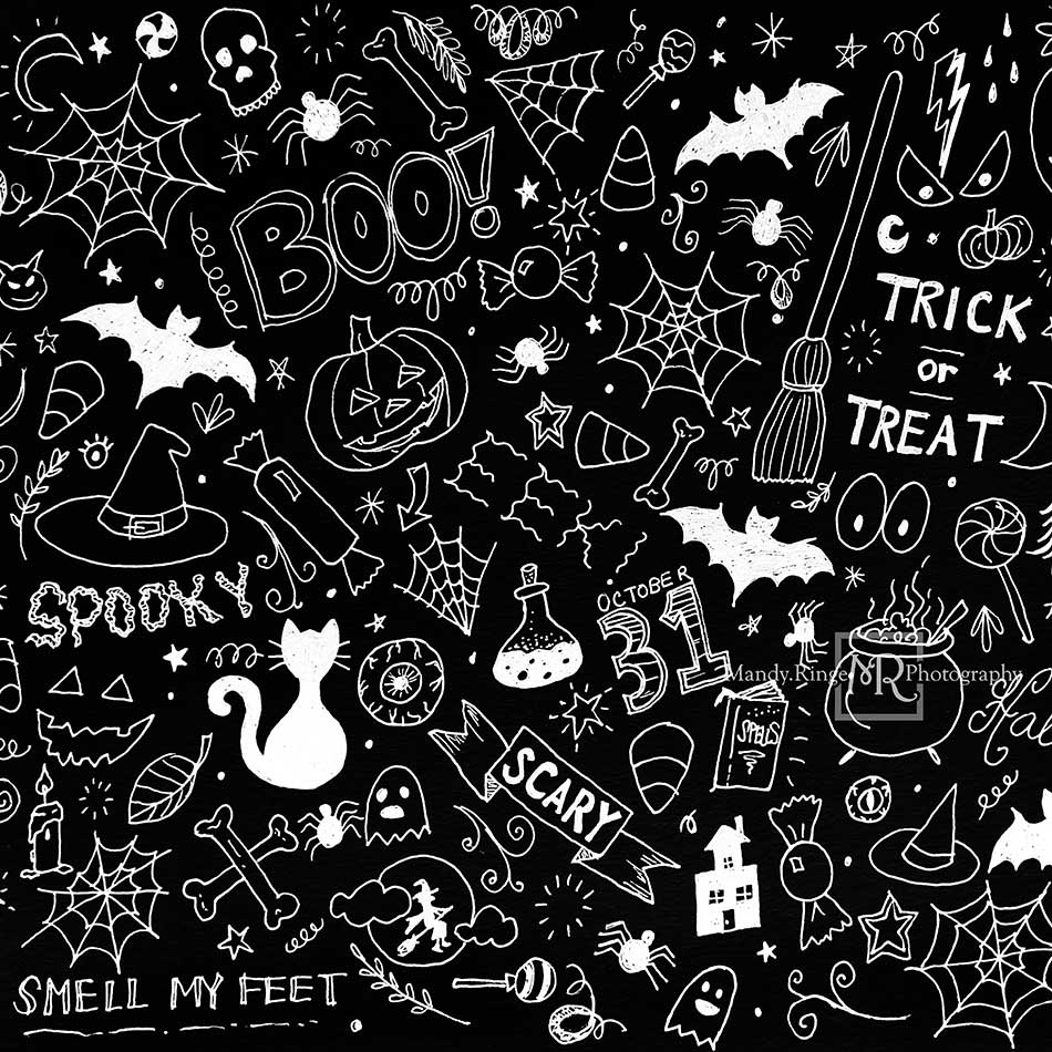 Kate Black Halloween Doodles Backdrop for Photography Designed By Mandy Ringe Photography - Image 4