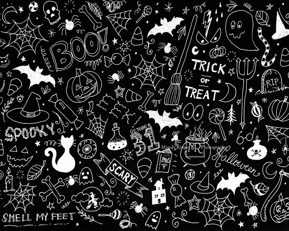 Kate Black Halloween Doodles Backdrop for Photography Designed By Mandy Ringe Photography - Image 5
