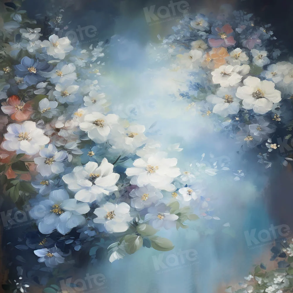 Kate Blue Abstract Flower Portrait Fine Art Backdrop Designed by GQ - Image 2