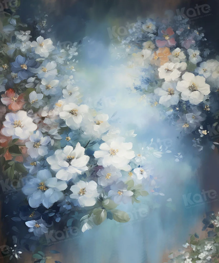 Kate Blue Abstract Flower Portrait Fine Art Backdrop Designed by GQ - Image 3