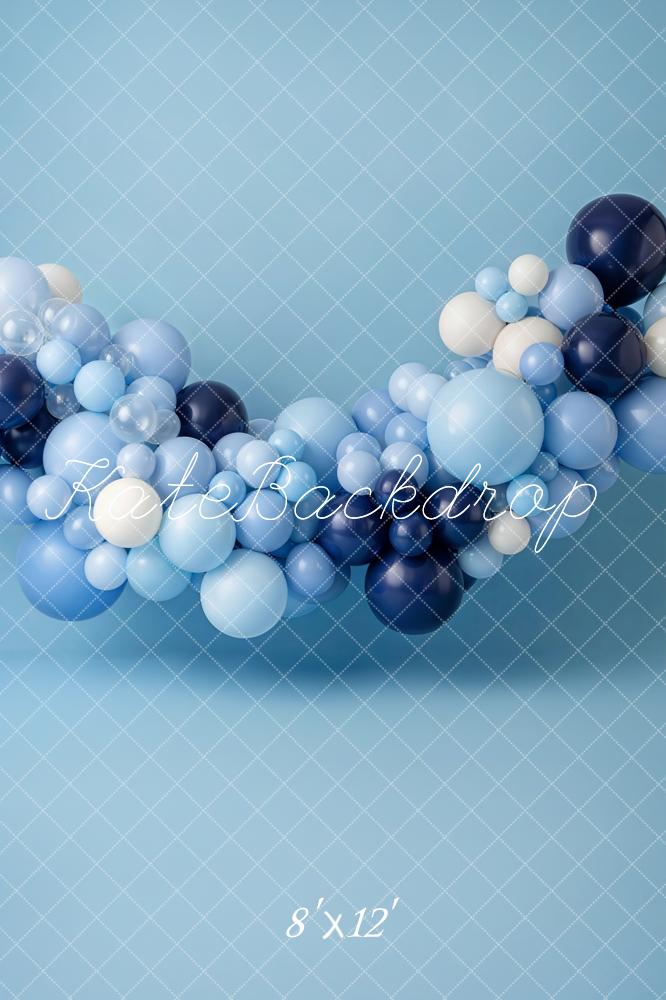 Kate Blue Balloon Arch Fleece Backdrop Designed by Emetselch - Image 2