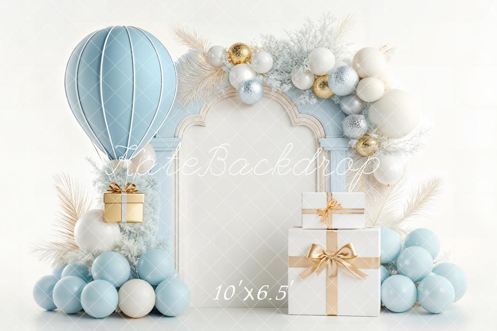 Kate Cake Smash Blue Balloon Arch Gift Fleece Backdrop Designed by Chain Photography - Image 2