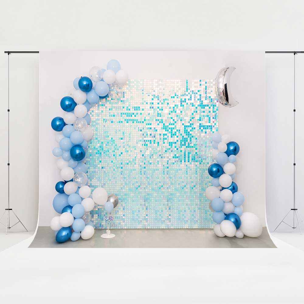 Kate Blue Balloons Shiny Party Backdrop Designed by Emetselch - Image 2
