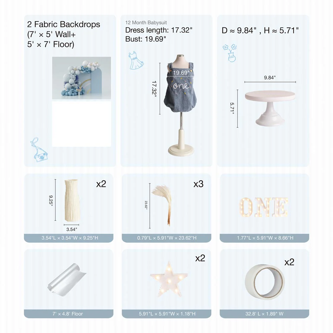 Kate Blue Boho Cake Smash Photo Kit - Image 8