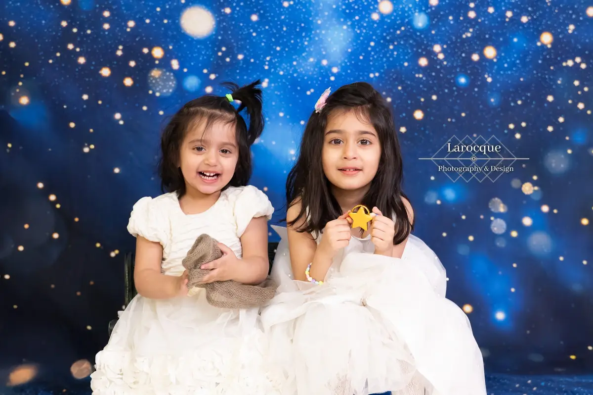Kate Blue Bokeh Glitter Backdrop Designed by Emetselch
