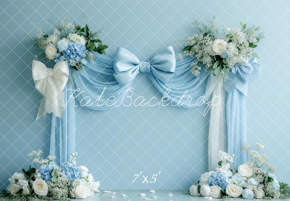 Kate Blue Bow Floral Spring Backdrop Designed by Patty Robert - Image 2