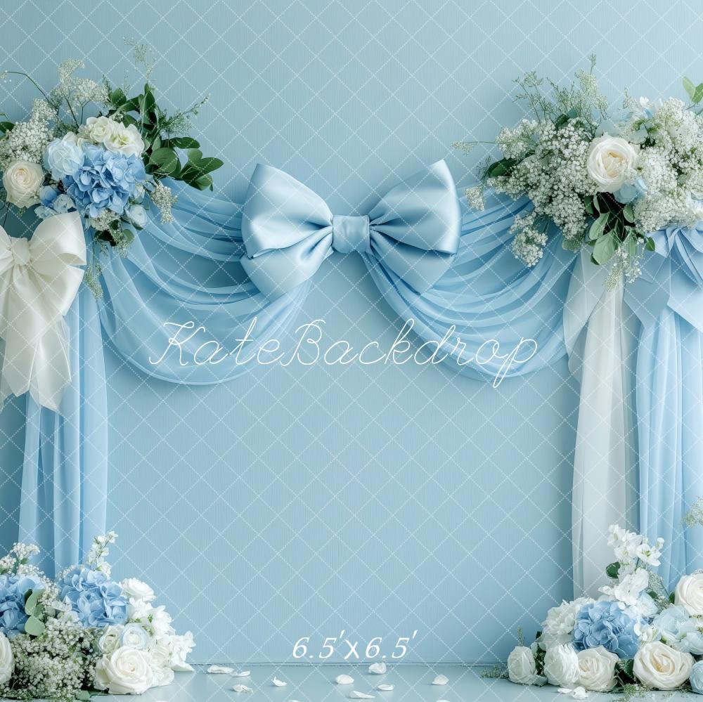 Kate Blue Bow Floral Spring Backdrop Designed by Patty Robert - Image 3