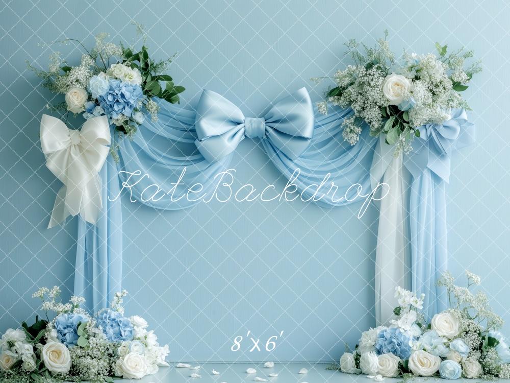 Kate Blue Bow Floral Spring Backdrop Designed by Patty Robert - Image 4