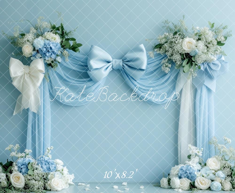 Kate Blue Bow Floral Spring Backdrop Designed by Patty Robert - Image 6