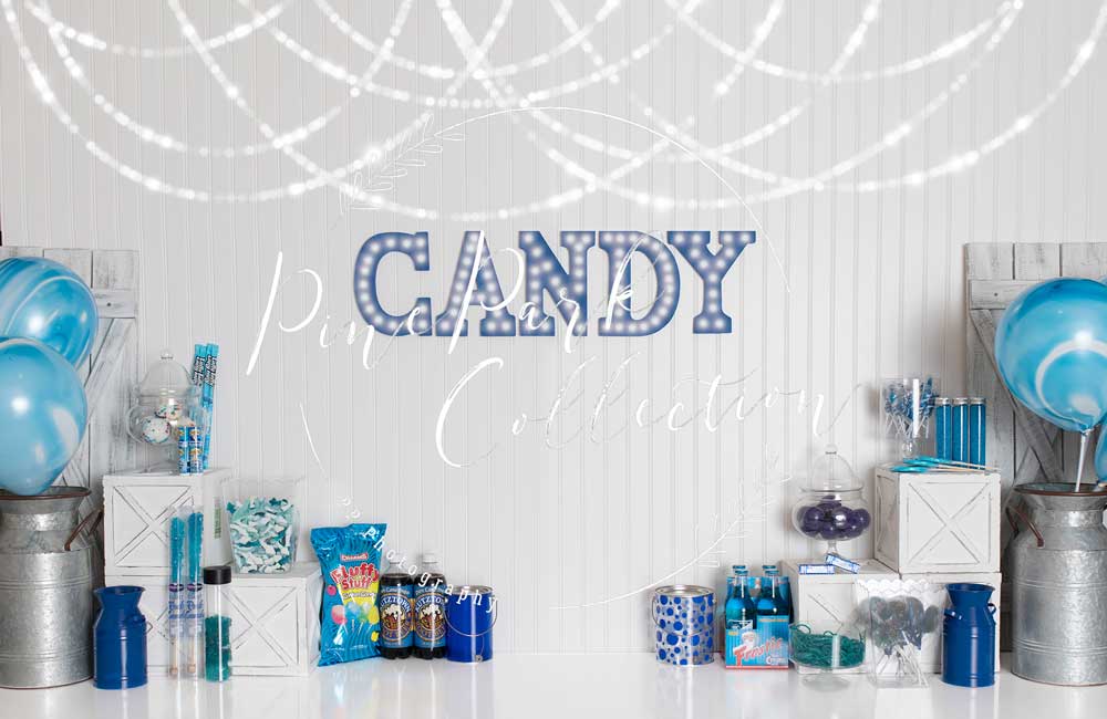 Kate Blue Candy Crush Birthday Children Backdrop Designed By Pine Park Collection - Image 5
