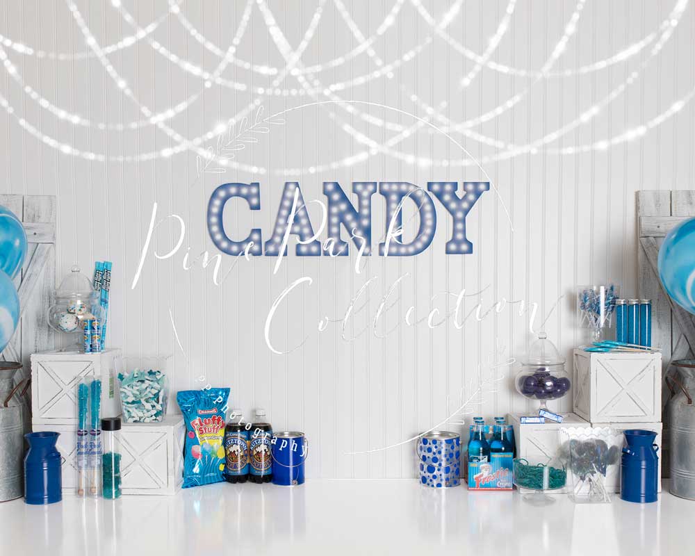 Kate Blue Candy Crush Birthday Children Backdrop Designed By Pine Park Collection - Image 6