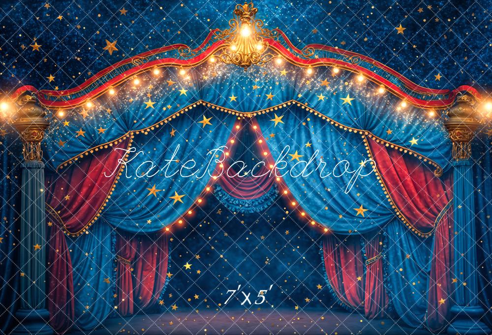 Kate Blue Carnival Circus Bokeh Glitter Star Backdrop Designed by Chain Photography