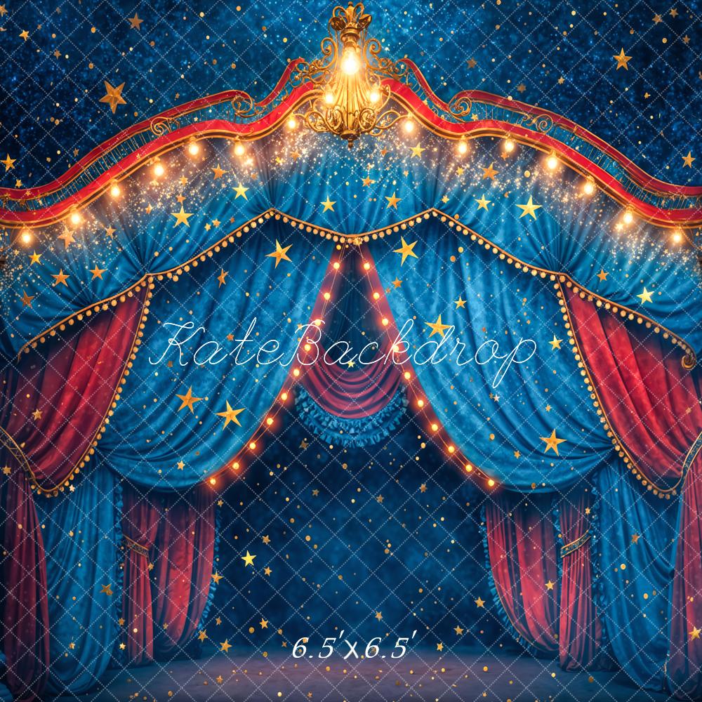 Kate Blue Carnival Circus Bokeh Glitter Star Backdrop Designed by Chain Photography - Image 2
