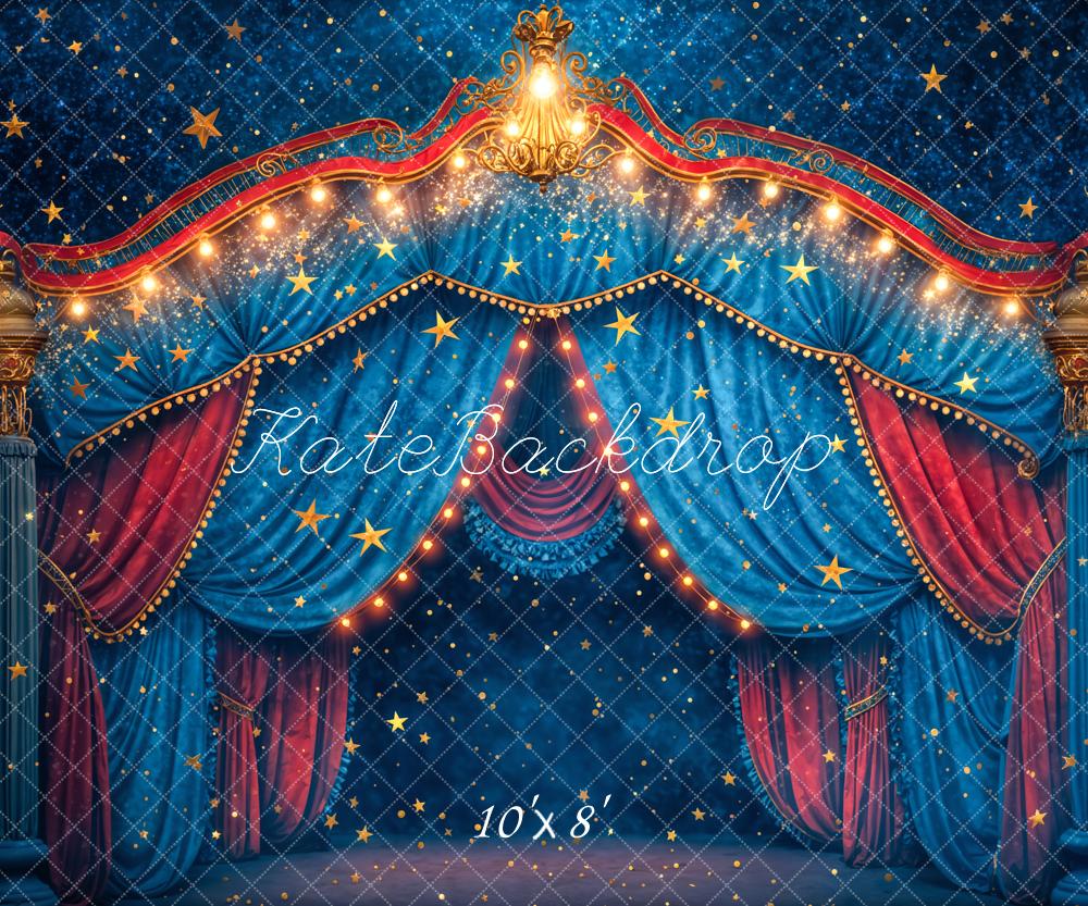 Kate Blue Carnival Circus Bokeh Glitter Star Backdrop Designed by Chain Photography - Image 3