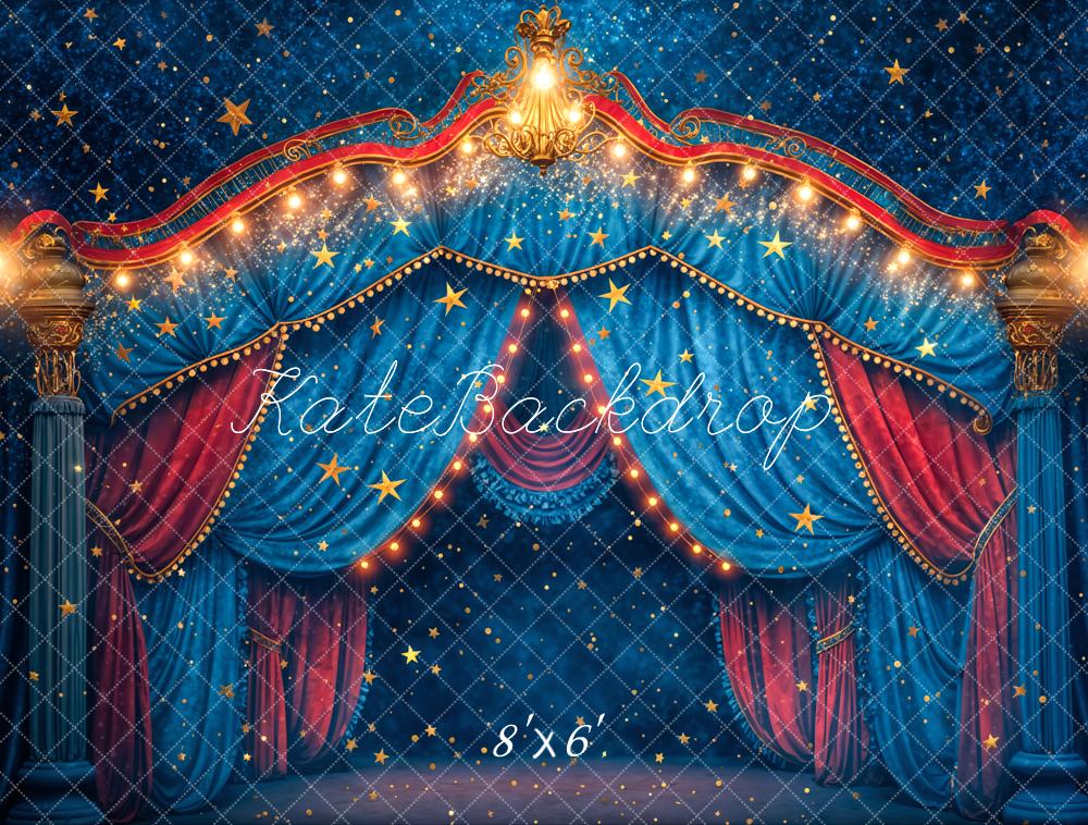 Kate Blue Carnival Circus Bokeh Glitter Star Backdrop Designed by Chain Photography - Image 4
