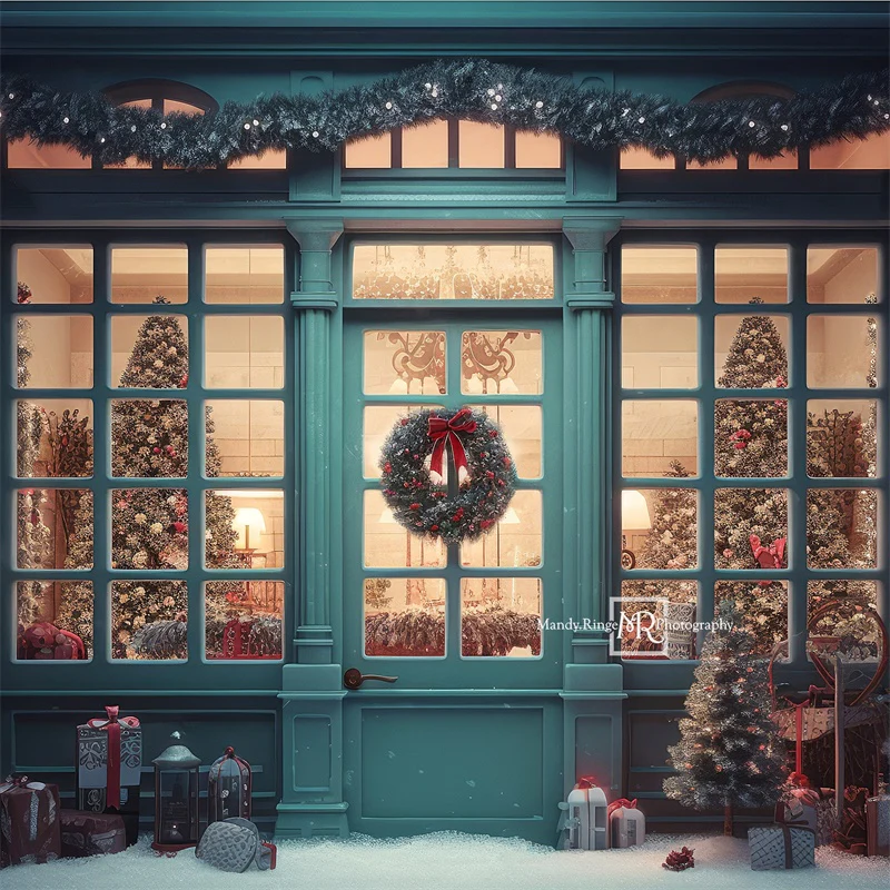 Kate Blue Christmas Storefront Backdrop Designed by Mandy Ringe Photography - Image 5