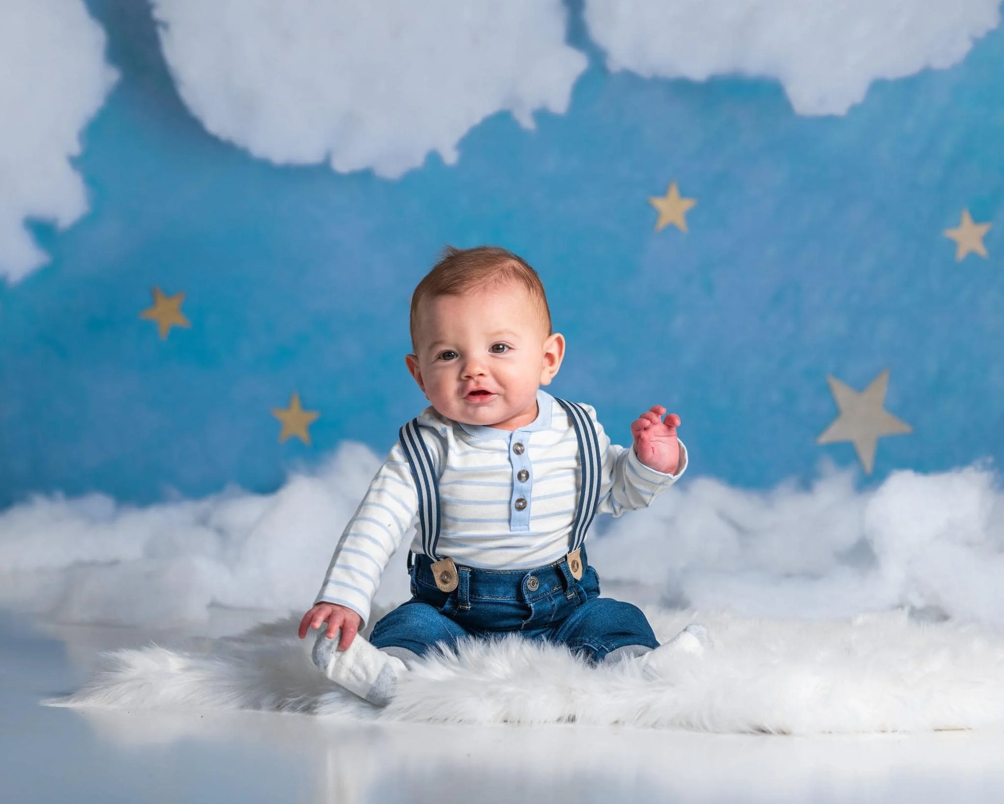 Kate Blue Cotton Candy Cloud with Stars Backdrop Designed By Rose Abbas - Image 4